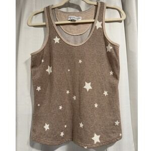 Live Love Lounge Karen Neuburger Tan Star Print Sleep Tank Top Small 1609489